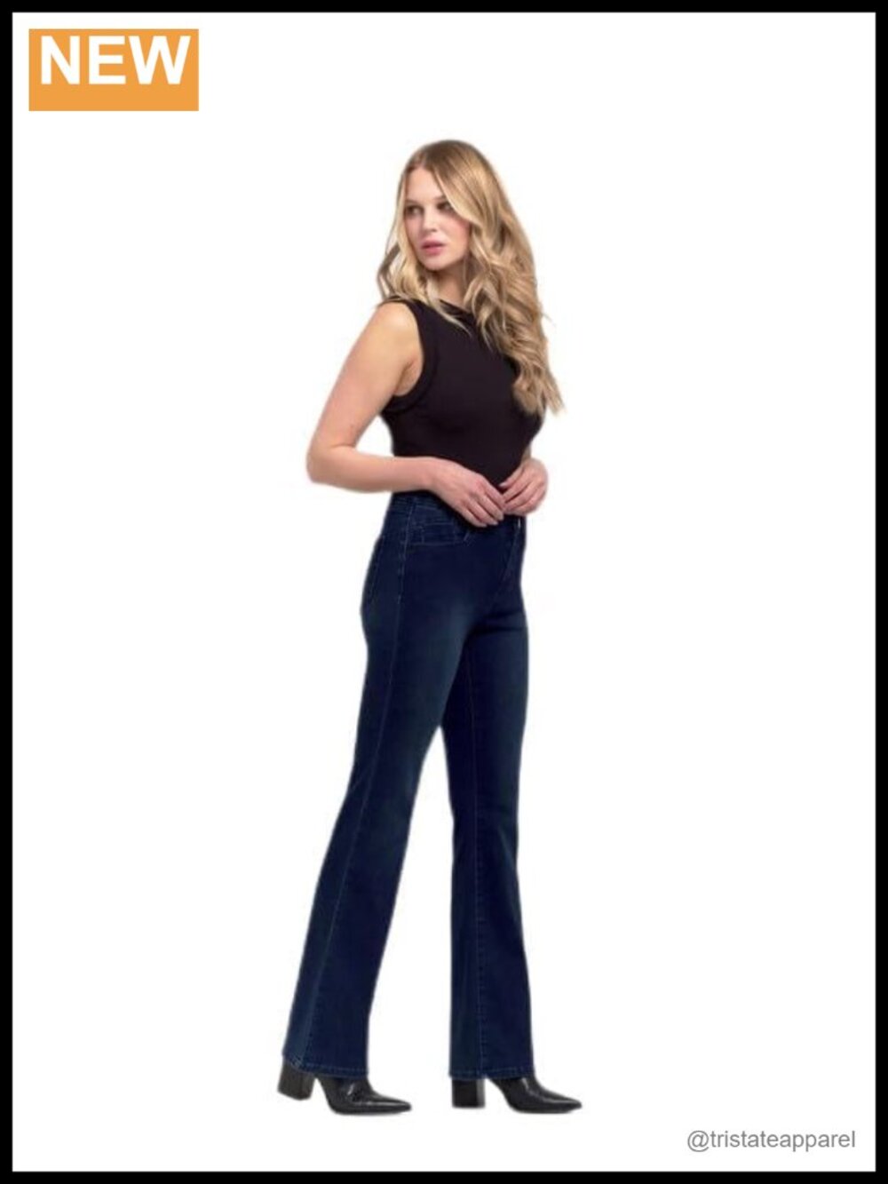 High-Rise Slim Bootcut Jeans Stretch Denim Flattering Fit